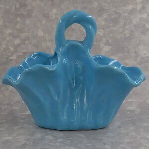 Camark 138 Baby Blue, Double Basket, Twisted Handle Vase
